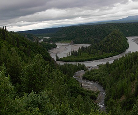 Braided Rivers as seen from Hurricane Gulch Bridge, Alaska