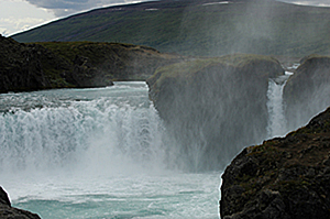 Gooafoss Waterfall (Waterfall of the Gods) formed by the cascading waters of the Skjalfandafljot River